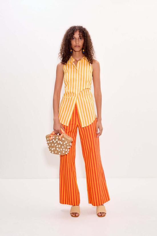  사이먼밀러 스트레이트 팬츠 사이먼 밀러 피아 포플린 팬츠 프루트 펀치 스트라이프 - SIMONMILLER