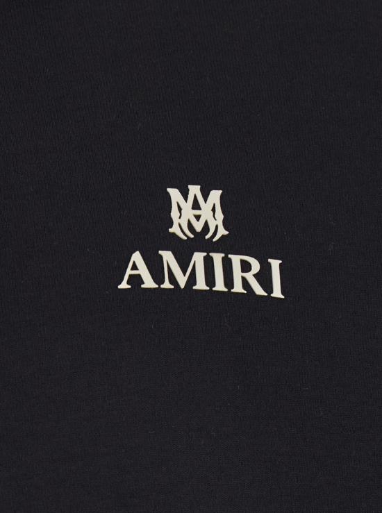  아미리 긴팔 티셔츠 스웨트셔츠, 폴로넥 디자인에 앞면 로고가 있는 블랙 색상 - AMIRI