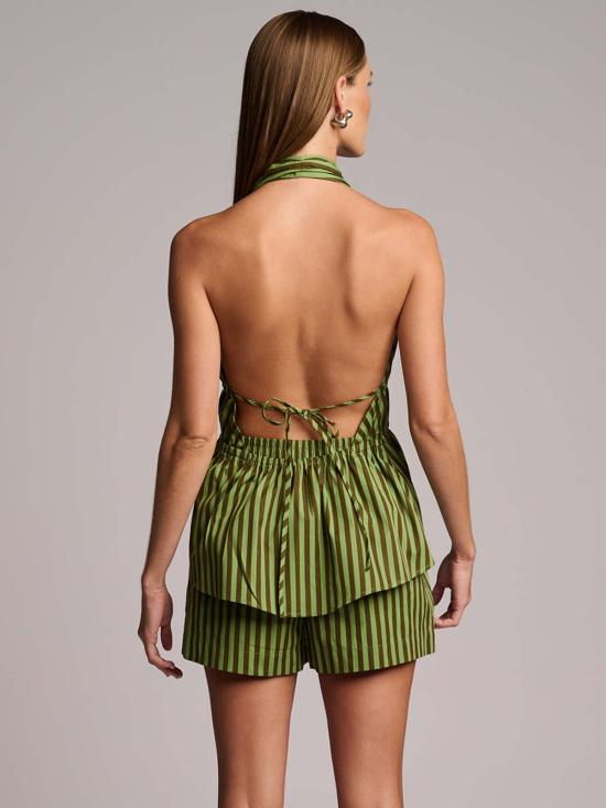  헤브론 민소매 티셔츠 아미라  그린 스트라이프 - HEVRON