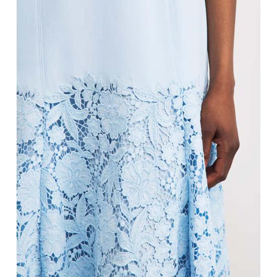  셀프 포트레이트 미디 원피스 크레이프 레이스 미디 드레스 블루 - SELF PORTRAIT