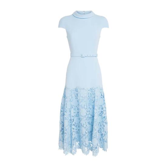  셀프 포트레이트 미디 원피스 크레이프 레이스 미디 드레스 블루 - SELF PORTRAIT