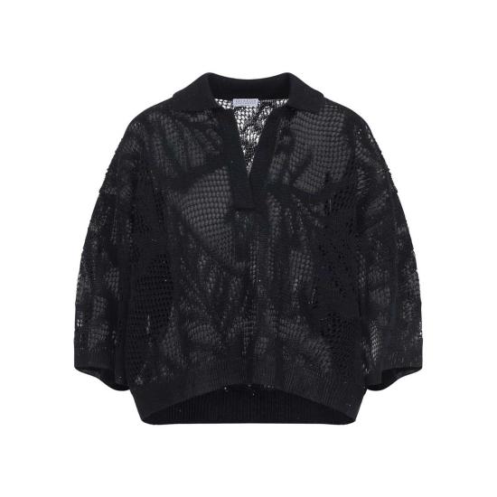  브루넬로 쿠치넬리 스웨터 Brunello Cucinelli Dazzling Water Lillies  Abisso - BRUNELLO CUCINELLI