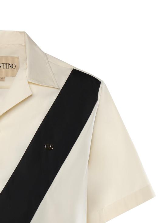  발렌티노 가라바니 반팔 셔츠 코튼 포플린 볼링  아이보리/블랙 - VALENTINO GARAVANI