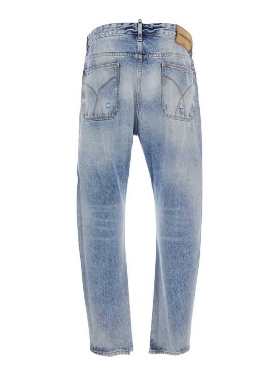  디스퀘어드2 데님 팬츠 Dsquared2 로고 패치와 워싱 디자인이 돋보이는 라이트 블루 블루 진 - DSQUARED2