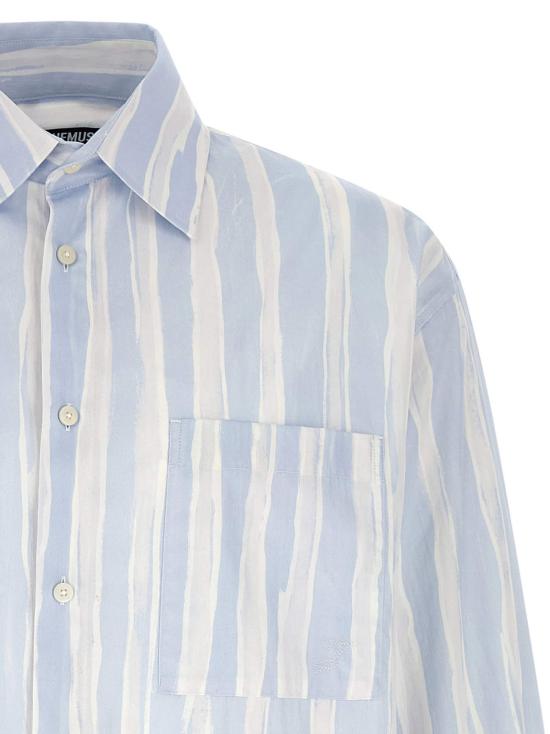  자크뮈스 긴팔 셔츠 Jacquemus La Chemise Camargue 셔츠 라이트 블루 - JACQUEMUS