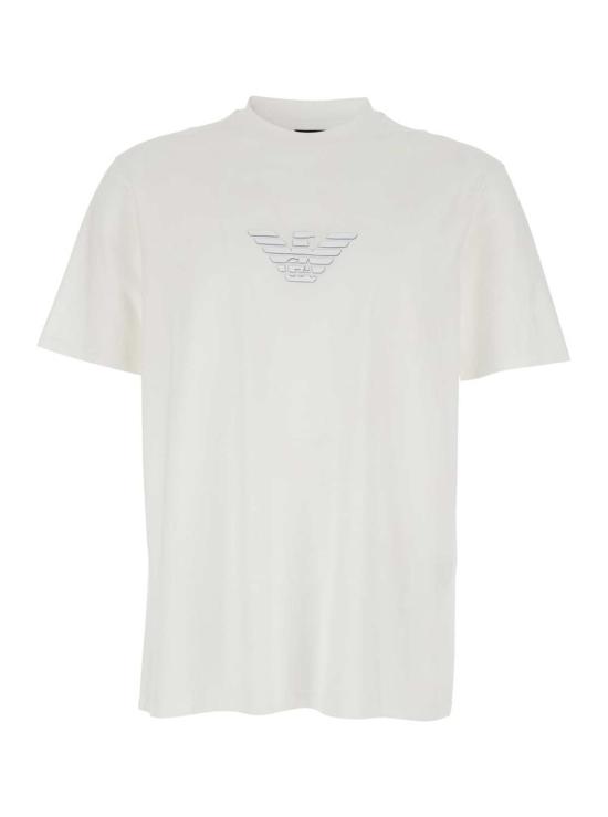  엠포리오 아르마니 반팔 티셔츠 로고 크루넥 티셔츠 화이트