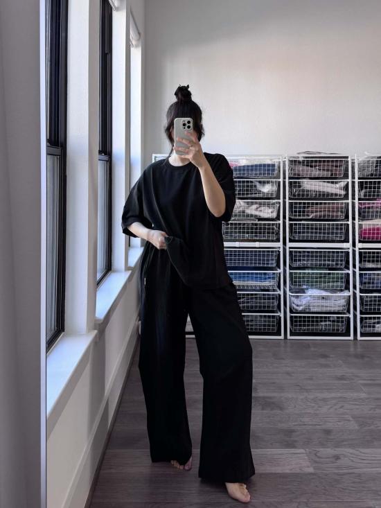  르 본 숍 스트레이트 팬츠 르봉샵 베어팬츠 블랙