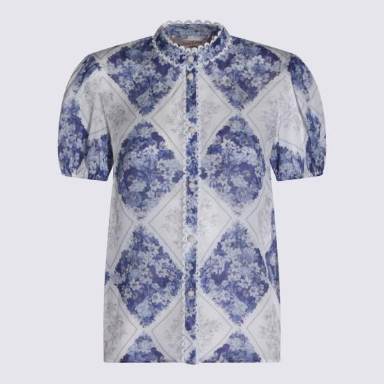  트윈셋 블라우스 화이트/블루 탱크탑 (화이트/블루)