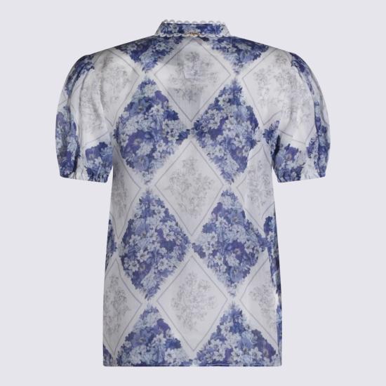  트윈셋 블라우스 화이트/블루 탱크탑 (화이트/블루) - TWINSET