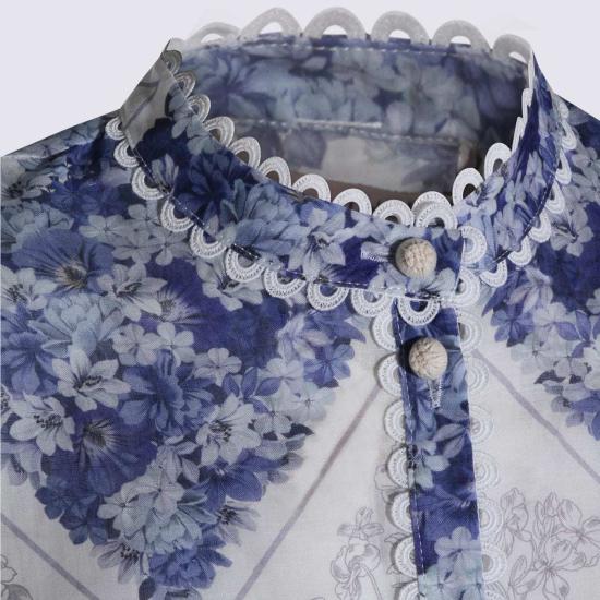  트윈셋 블라우스 화이트/블루 탱크탑 (화이트/블루) - TWINSET