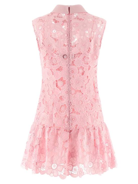  셀프 포트레이트 미디 원피스 레이스 칼라 드레스 핑크 - SELF PORTRAIT