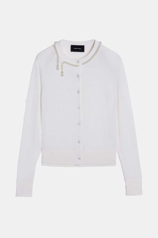  시몬로샤 가디건 시몬 로샤 클래식 메리노 실크  (자수 장식, 화이트)