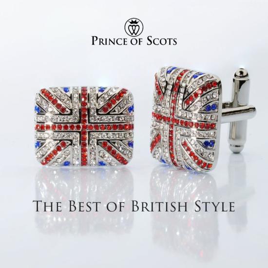  Prince of Scots 커프스 링크/타이 홀더 스코틀랜드 왕자 유니언 잭 크리스털 커프링크스 - PRINCE OF SCOTS