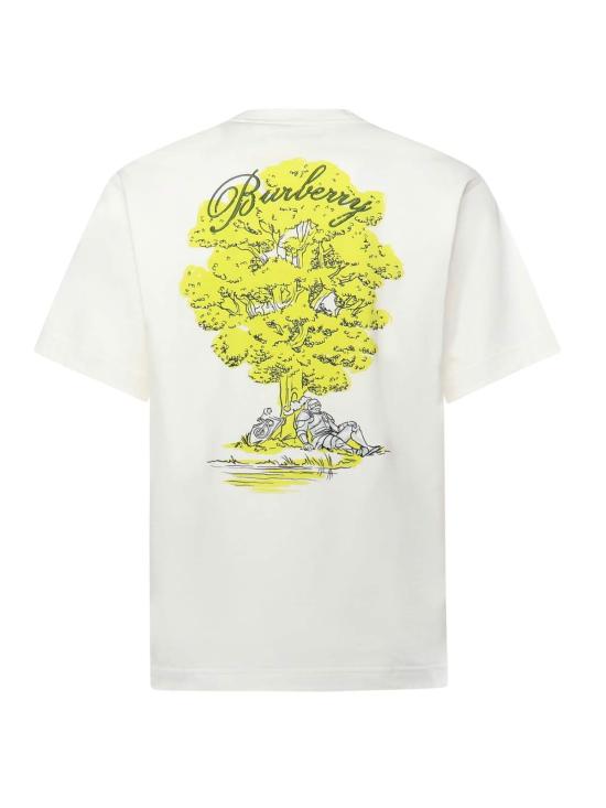  버버리 반팔 티셔츠 슬리핑 나이트 코튼 티셔츠 초크 - BURBERRY