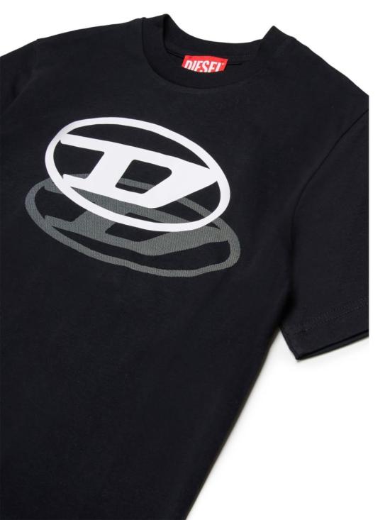  [키즈] 디젤 티셔츠 로고가 있는 아동용 티셔츠 (검정색) - DIESEL