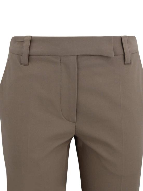  브루넬로 쿠치넬리 스트레이트 팬츠 미드라이즈 크롭 팬츠 (벨트 루프 포함) 브라운 - BRUNELLO CUCINELLI