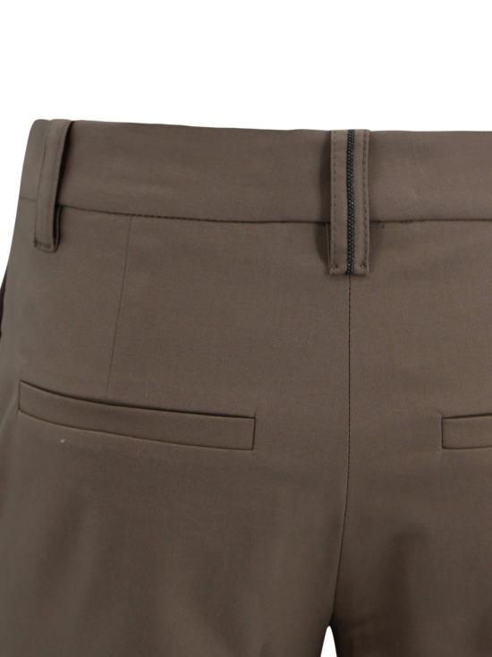  브루넬로 쿠치넬리 스트레이트 팬츠 미드라이즈 크롭 팬츠 (벨트 루프 포함) 브라운 - BRUNELLO CUCINELLI