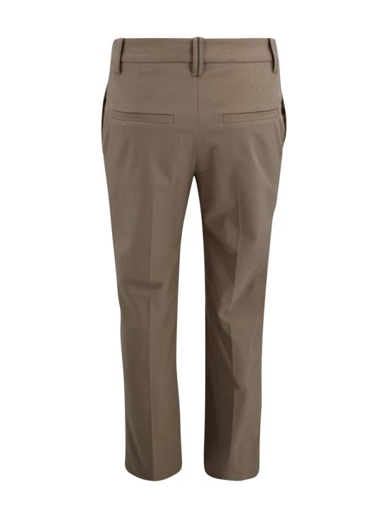  브루넬로 쿠치넬리 스트레이트 팬츠 미드라이즈 크롭 팬츠 (벨트 루프 포함) 브라운 - BRUNELLO CUCINELLI