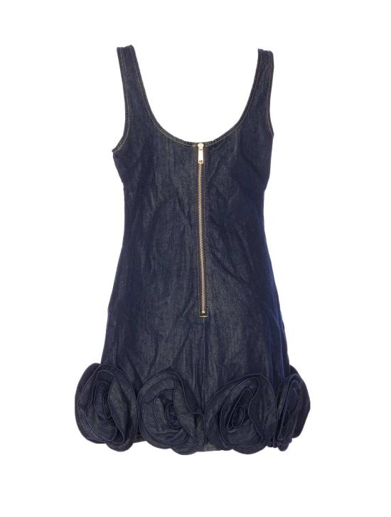  셀프 포트레이트 숏 원피스 인디고 데님 3D 플라워 미니 드레스 블루 - SELF PORTRAIT