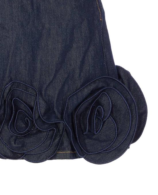  셀프 포트레이트 숏 원피스 인디고 데님 3D 플라워 미니 드레스 블루 - SELF PORTRAIT