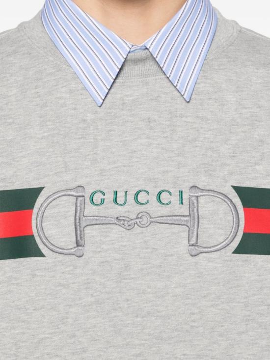 26SS 구찌 프린트 디테일 코튼 저지 스웨트셔츠 848737XJHOK1056 Grey - GUCCI