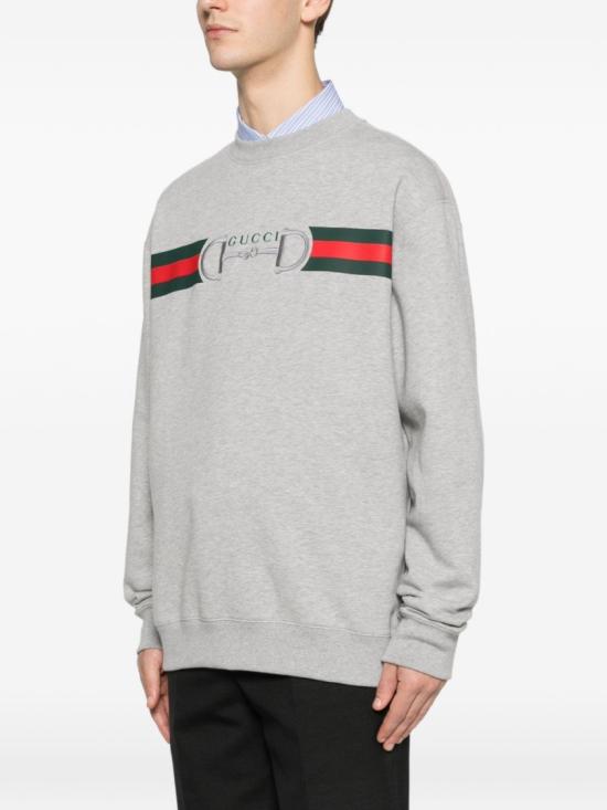 26SS 구찌 프린트 디테일 코튼 저지 스웨트셔츠 848737XJHOK1056 Grey - GUCCI