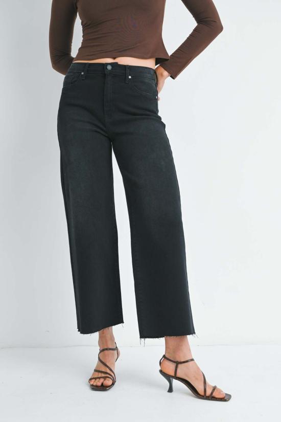  저스트 블랙 데님 데님 팬츠 시저컷 와이드 레그 미디엄 데님 - JUST BLACK DENIM