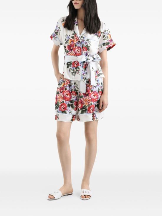 26SS 돌체앤가바나 플라워 부케 프린트 트윌 배니티 버뮤다 팬츠 FTC42TIS11IHA5ZO White - DOLCE & GABBANA