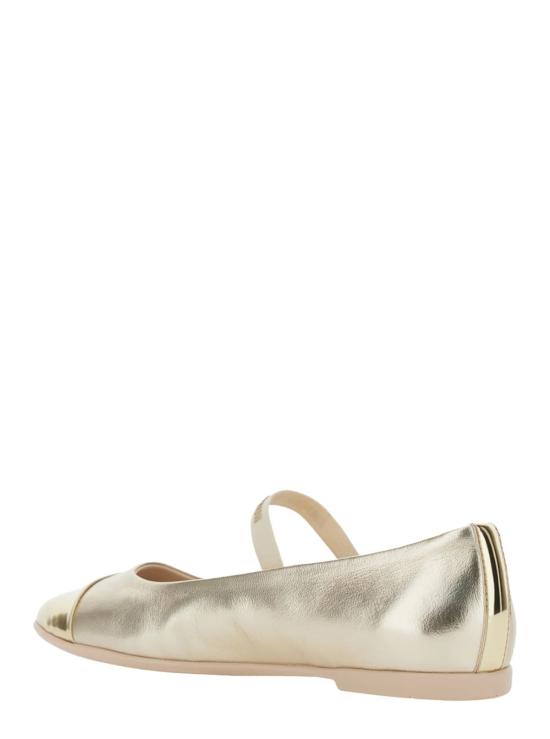  [키즈] 엠포리오 아르마니 플랫 슈즈 메탈릭 발레 , 로고 스트랩, 라미네이트 가죽 소재 - EMPORIO ARMANI