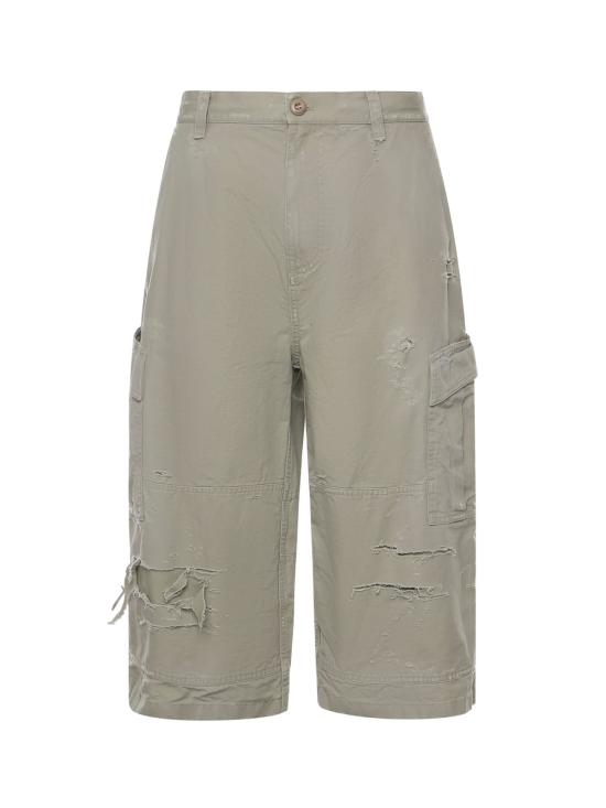  발렌시아가 치노 팬츠 립스톱 코튼 크롭 카고 팬츠 밀리터리 베이지