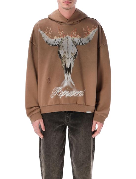 26SS 리프레젠트 후드 티셔츠 MLM100610 16 DUSTY BROWN