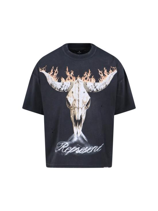 26SS 리프레젠트 반팔 티셔츠 MLM100592 04 STAINED BLACK