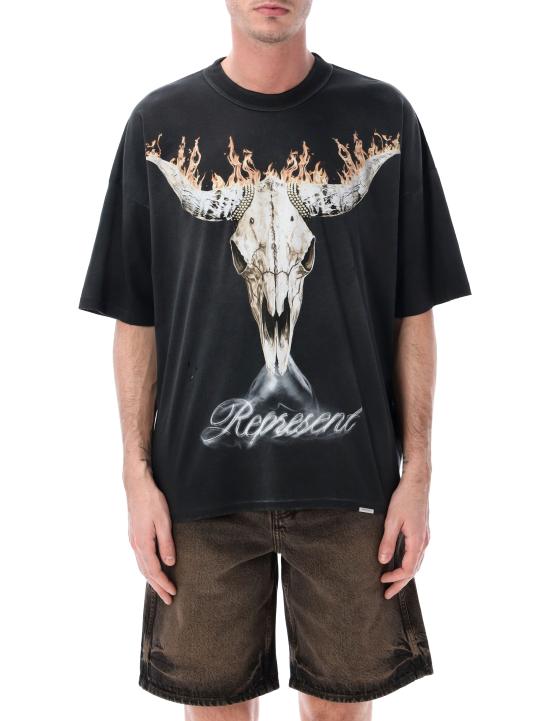 26SS 리프레젠트 반팔 티셔츠 MLM100592 04 STAINED BLACK