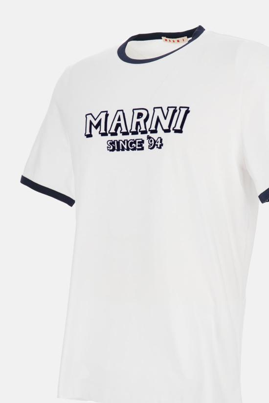  마르니 반팔 티셔츠 로고 티셔츠 화이트 - MARNI