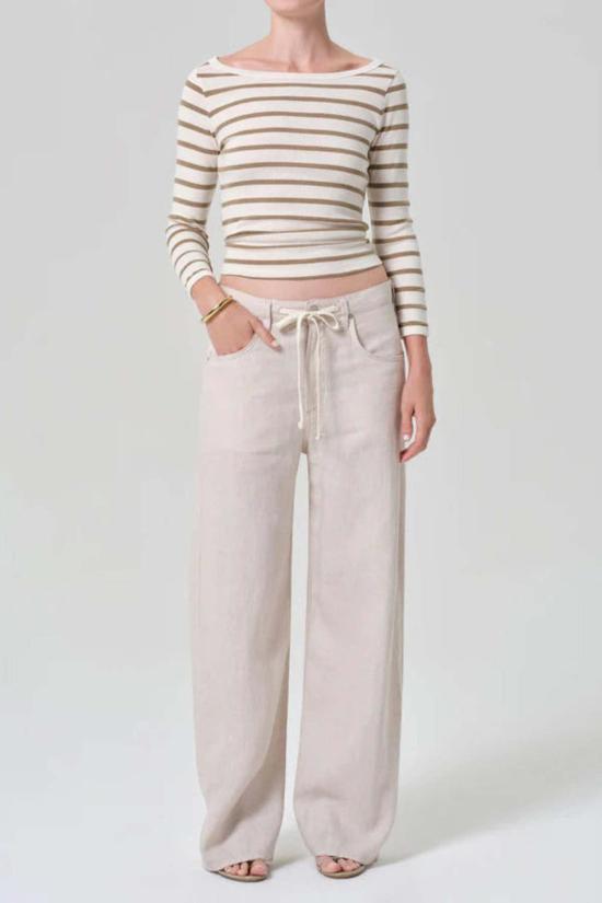  시티즌 오브 휴머니티 스트레이트 팬츠 브린 드로스트링 린넨 팬츠 페일 스톤