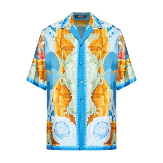  베르사체 반팔 셔츠 셔츠 블루