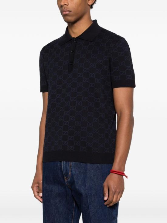 26SS 구찌 GG 코튼 실크 자카드 폴로 셔츠 855058XKFEN4588 Black - GUCCI