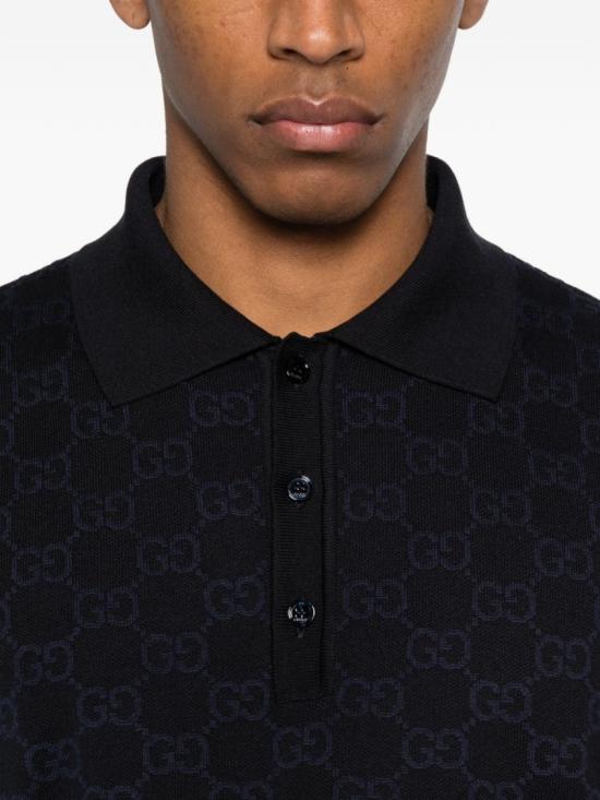 26SS 구찌 GG 코튼 실크 자카드 폴로 셔츠 855058XKFEN4588 Black - GUCCI