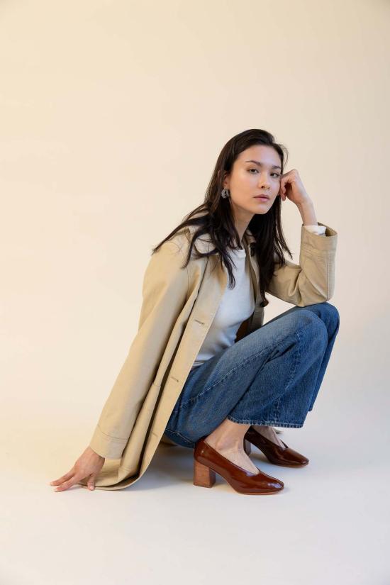  후마 블랑코 힐/펌프스 휴마블랑코 살바도르 블록 힐 크링클 페이턴트 힐 - HUMA BLANCO