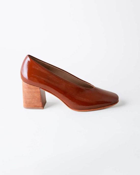  후마 블랑코 힐/펌프스 휴마블랑코 살바도르 블록 힐 크링클 페이턴트 힐