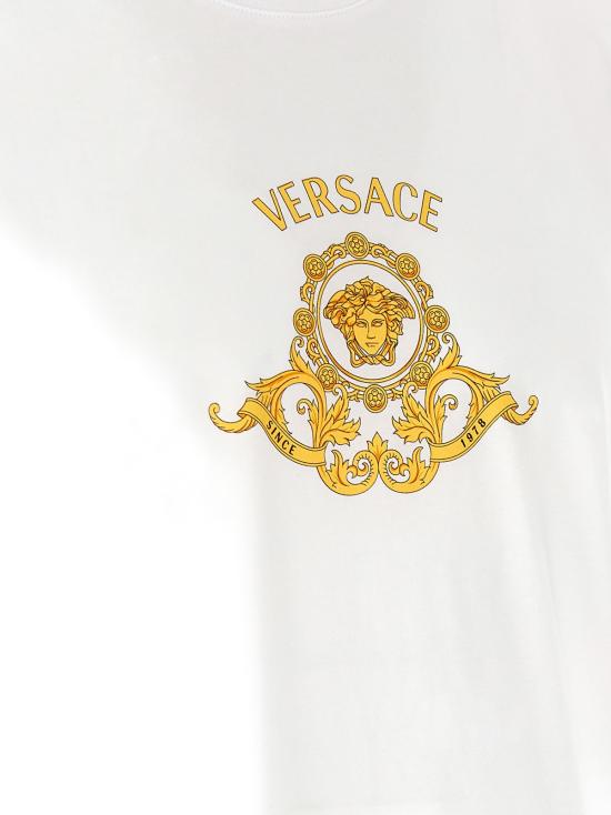  베르사체 반팔 티셔츠 영웅의 전당 문장 티셔츠 화이트 - VERSACE