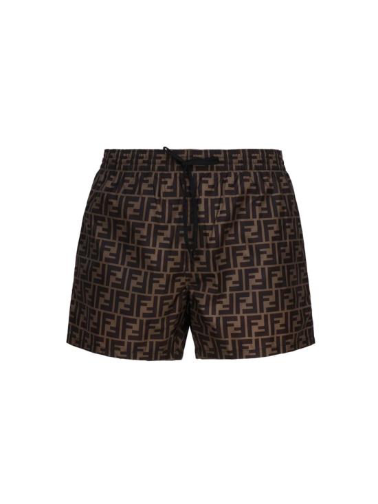  펜디 스윔팬츠 올오버 로고 수영복 브라운