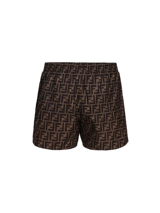  펜디 스윔팬츠 올오버 로고 수영복 브라운 - FENDI