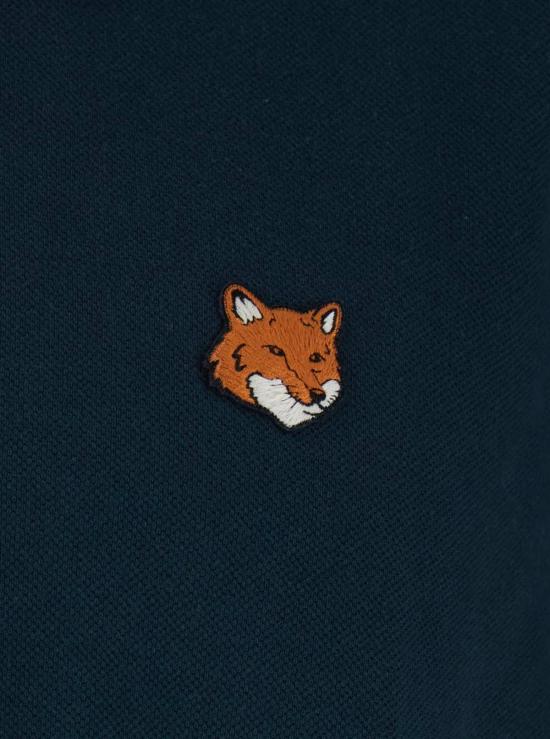  메종키츠네 폴로 티셔츠 메종 키츠네 클래식 칼라 로고 패치 폴로 셔츠 블루 - MAISON KITSUNE