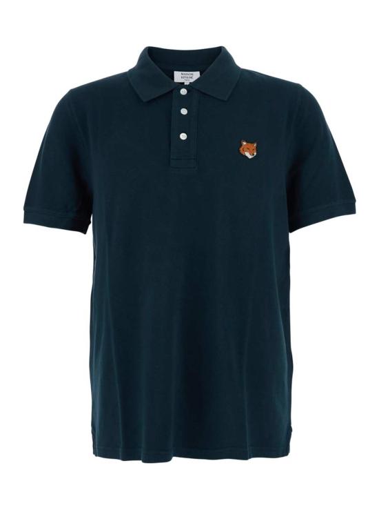 메종키츠네 폴로 티셔츠 메종 키츠네 클래식 칼라 로고 패치 폴로 셔츠 블루