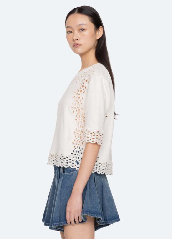  씨뉴욕 스웨터 씨 니 레일라 아일렛  크림 - SEA NY