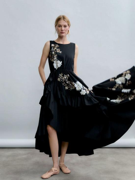  필로소피아 롱 원피스 프소피아 자수 포플린 드레스