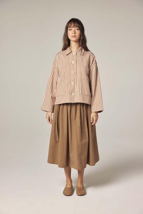  아멘테 자켓 스트라이프 버튼다운 재킷 - AMENTE