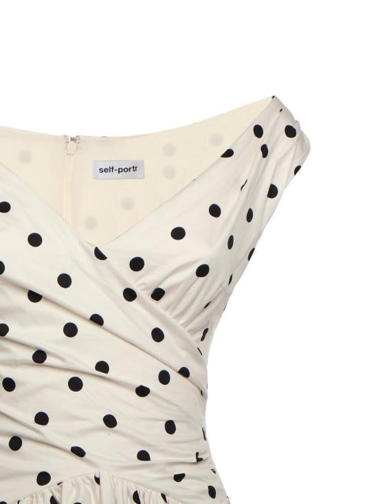  셀프 포트레이트 미디 원피스 도트 무늬 코튼 미디 드레스 화이트 - SELF PORTRAIT