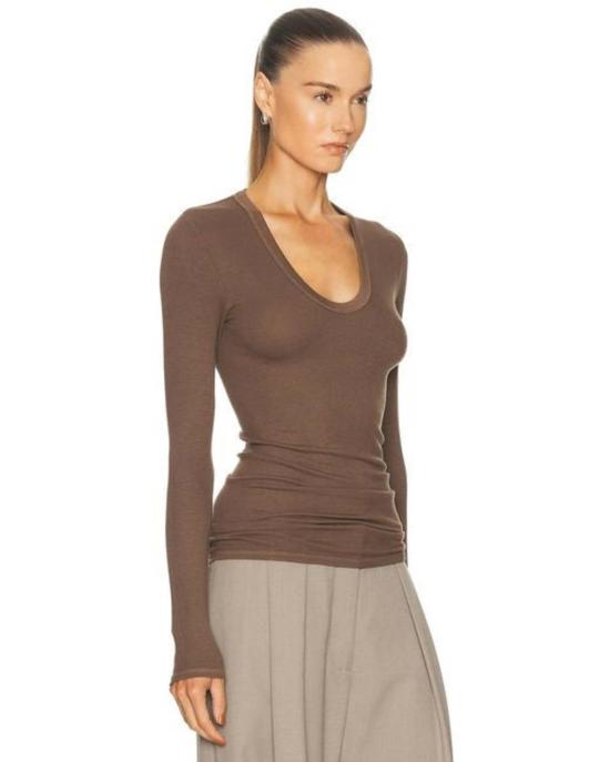  엔자 코스타 블라우스 립 볼드 L/S U 탑 - ENZA COSTA